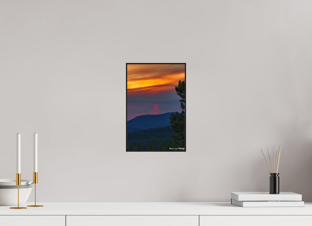 8 x 12″, Glossy Acrylic Glass in ArtBox Frame (Black Oak) Sunset at Strawberry Recreation Area