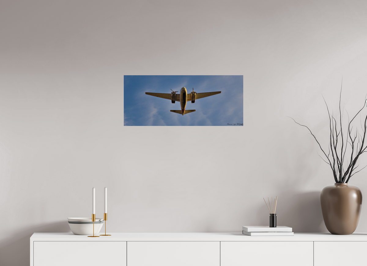 28.3 x 12″, ChromaLuxe HD Metal Print Twin Engine Aircraft Takes Off from Centennial Airport
