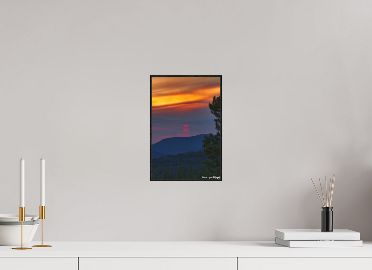 8 x 12″, Matte Acrylic Glass in ArtBox Frame (Black Oak) Sunset at Strawberry Recreation Area