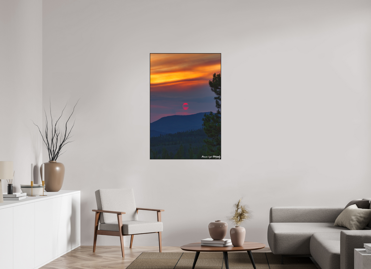 31 x 46.3″, Matte Acrylic Glass in ArtBox Frame (Black Oak) Sunset at Strawberry Recreation Area
