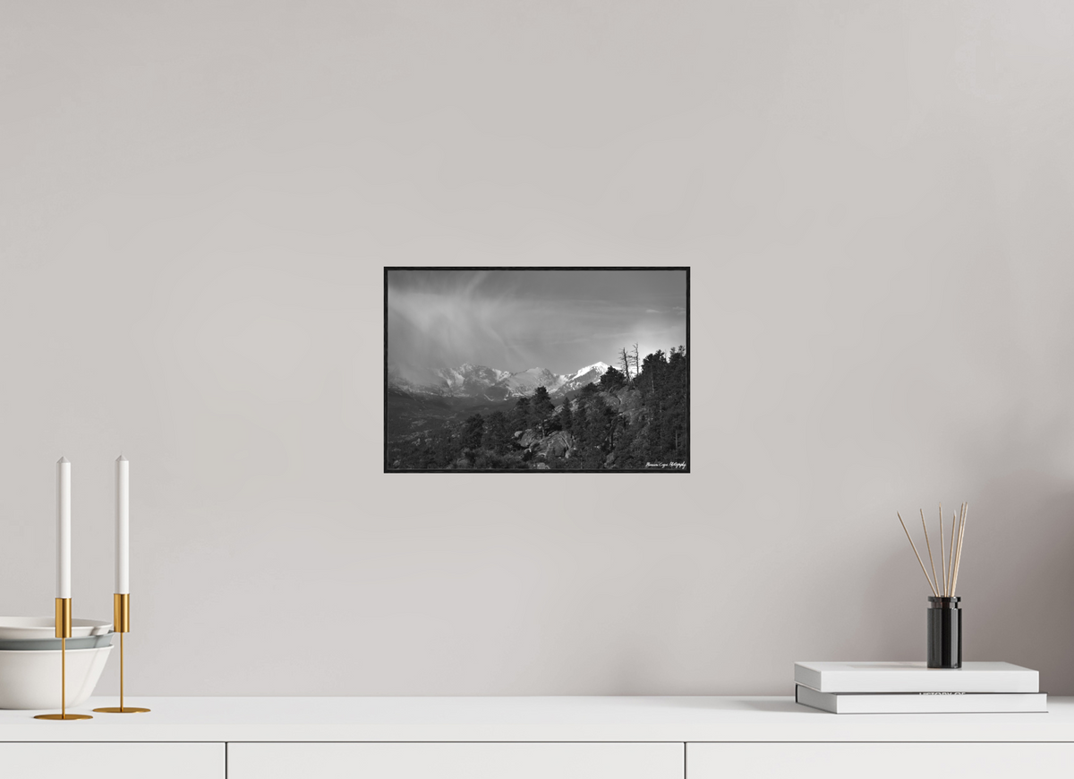 12 x 8″, Artbox Black, AG, Matte, BW Spring Clouds Across Estes Valley