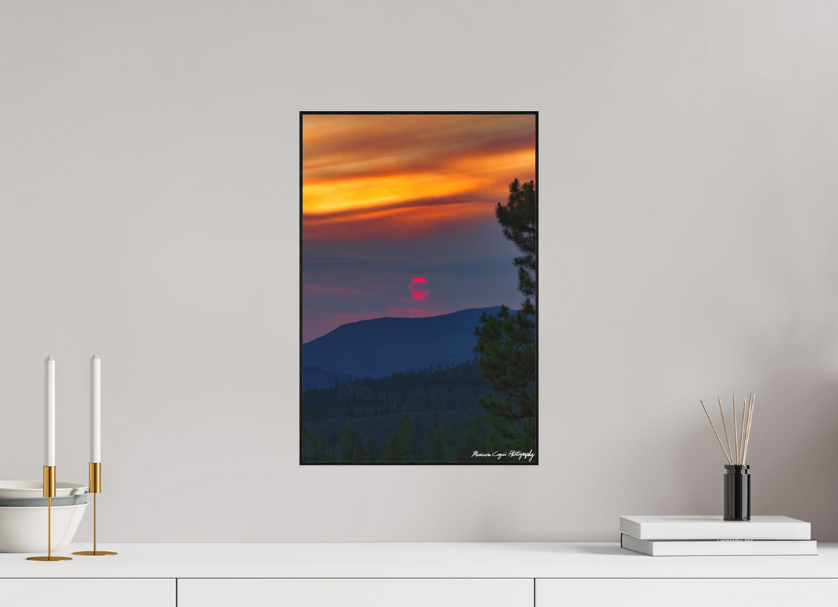 12 x 18″, Matte Acrylic Glass in ArtBox Frame (Black Oak) Sunset at Strawberry Recreation Area