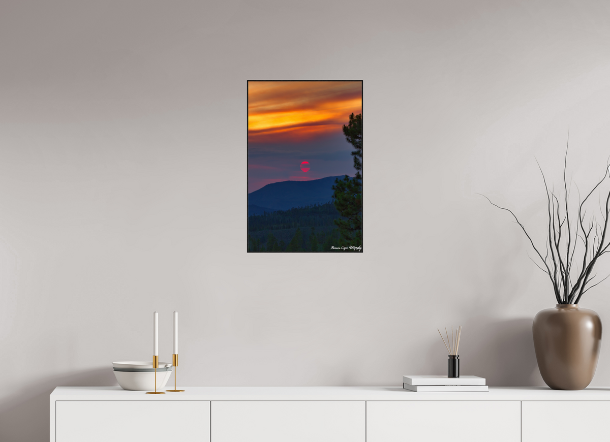 16 x 23.9″, Glossy Acrylic Glass in ArtBox Frame (Black Oak) Sunset at Strawberry Recreation Area