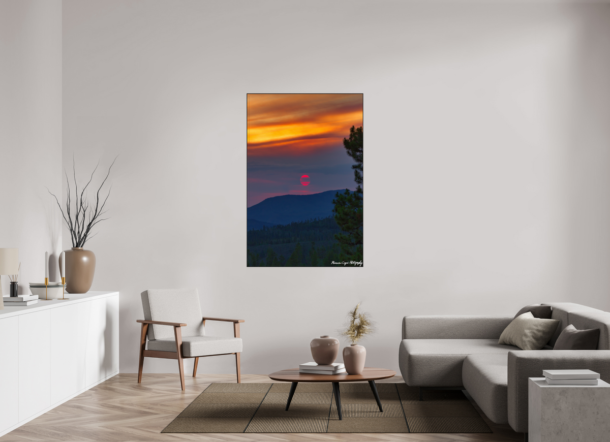 39 x 58.3″, Glossy Acrylic Glass in ArtBox Frame (Black Oak) Sunset at Strawberry Recreation Area