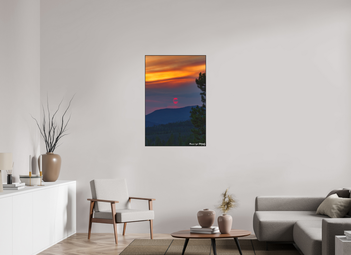 28 x 41.9″, Matte Acrylic Glass in ArtBox Frame (Black Oak) Sunset at Strawberry Recreation Area