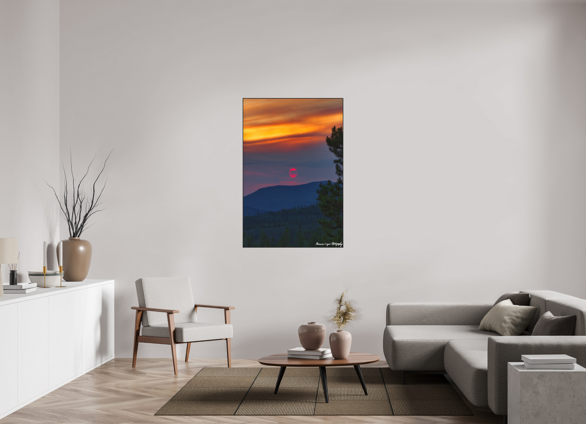 35 x 52.3″, Matte Acrylic Glass in ArtBox Frame (Black Oak) Sunset at Strawberry Recreation Area