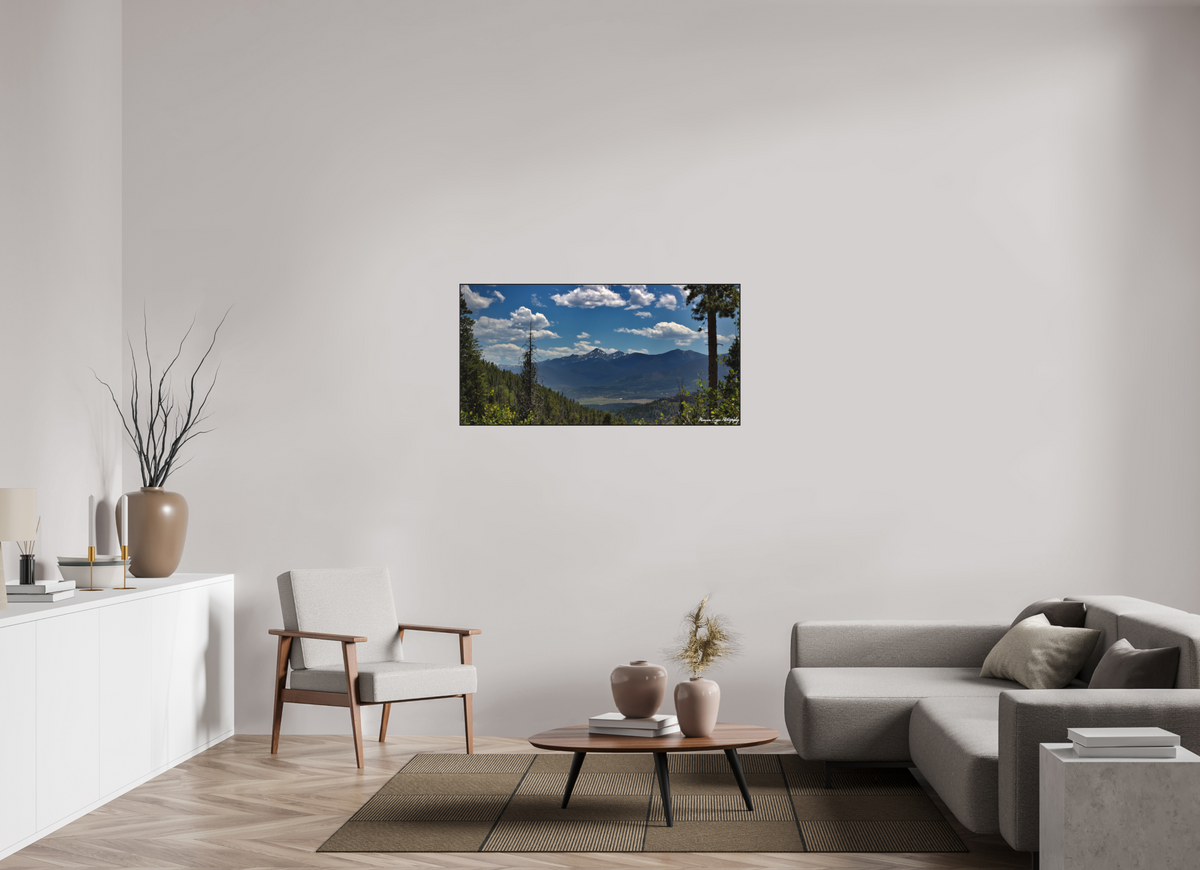47.9 x 24″, Matte Acrylic Glass in ArtBox Wood Frame (Black Oak) Byers Peak from Strawberry Recreation Area, Noon